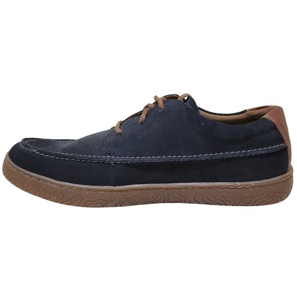 Clarks Men Hodson Moc Toe Casual Derby Oxfords Size US 12W Navy Blue Suede main image 5